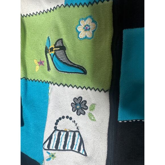 Alfred Dunner Women’s Small Colorblock Cardigan Sweater Embroidered - Picture 3 of 7